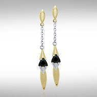 Black Magic Silver & Gold Pendant Earrings MER431 Earrings