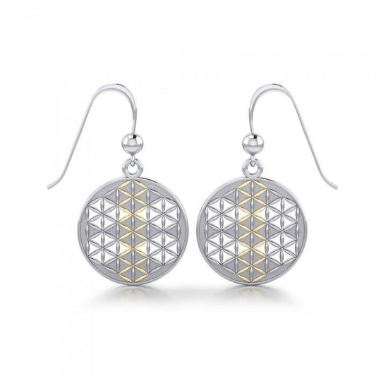Flower of Life Mandala Silver and Gold Earrings
