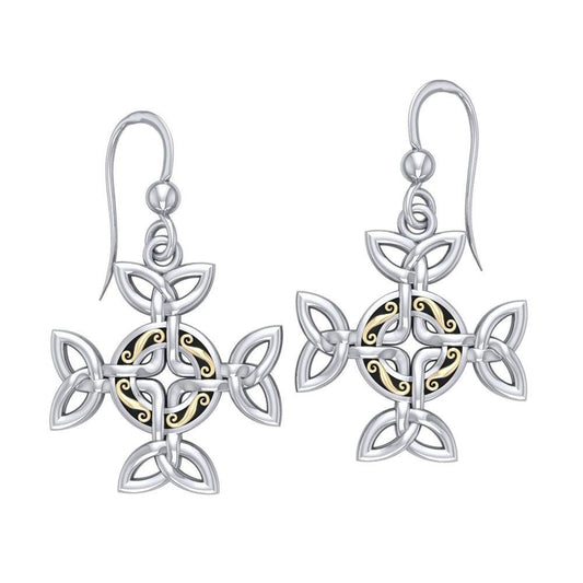 Celtic Knotwork Cross Silver & Gold Earrings MER710 Earrings