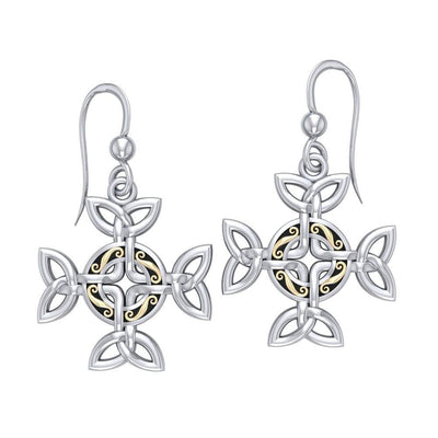 Celtic Knotwork Cross Silver & Gold Earrings MER710 Earrings