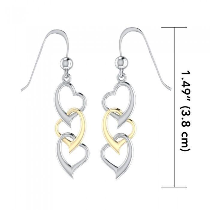Triple Heart Silver and Gold Earring MER966