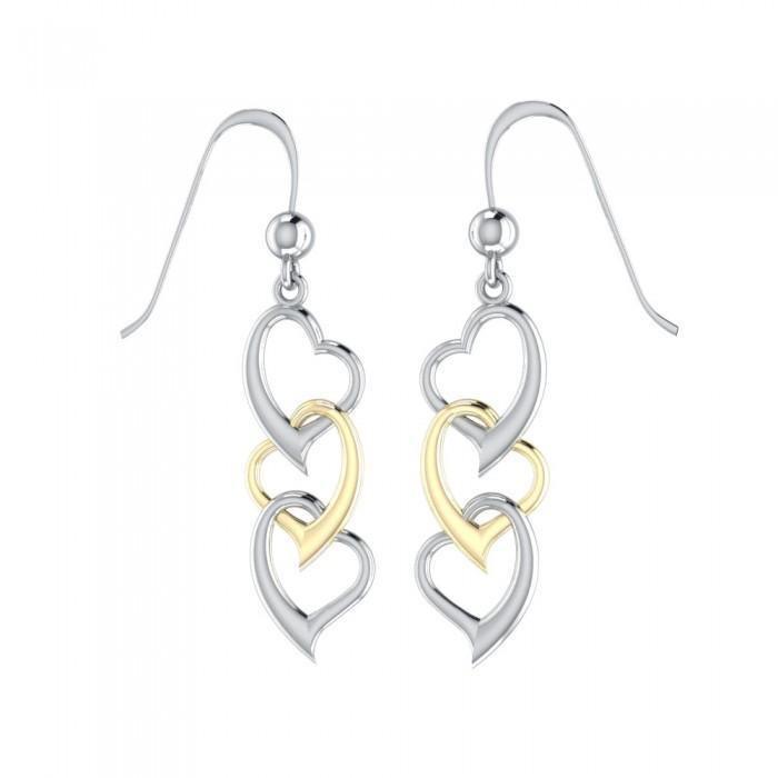 Triple Heart Silver and Gold Earring MER966