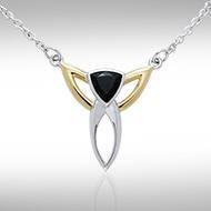 Black Magic Silver & Gold Art Deco Triangle Necklace MNC096 Necklace