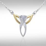 Black Magic Silver & Gold Art Deco Triangle Necklace MNC096 Necklace