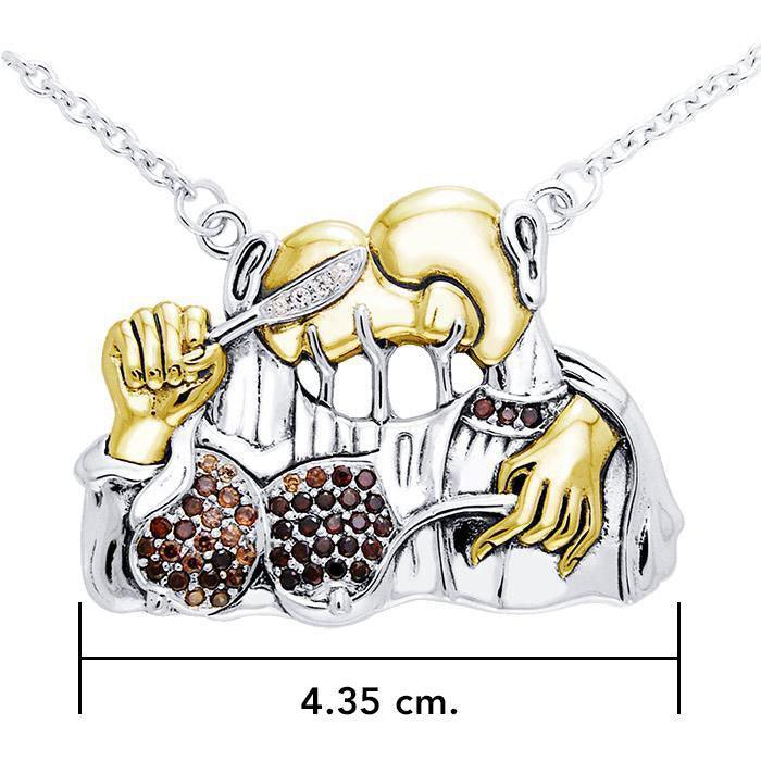 Modern and eccentric ~Dali-inspired fine Sterling Silver Necklace in 14k Gold accent - peterstone.dropshipping