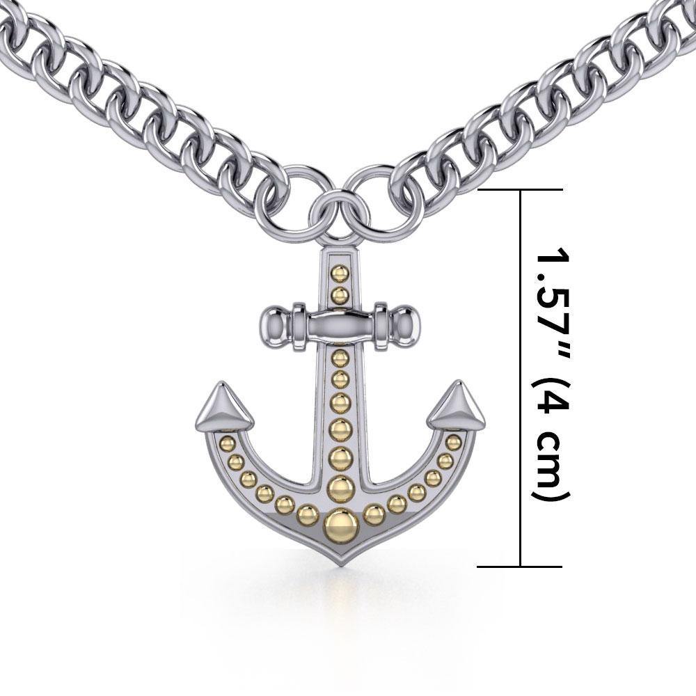 Firm and golden ~ 14k 2 micron gold-plated Anchor with Sterling Silver Jewelry Necklace MNC380 Necklace