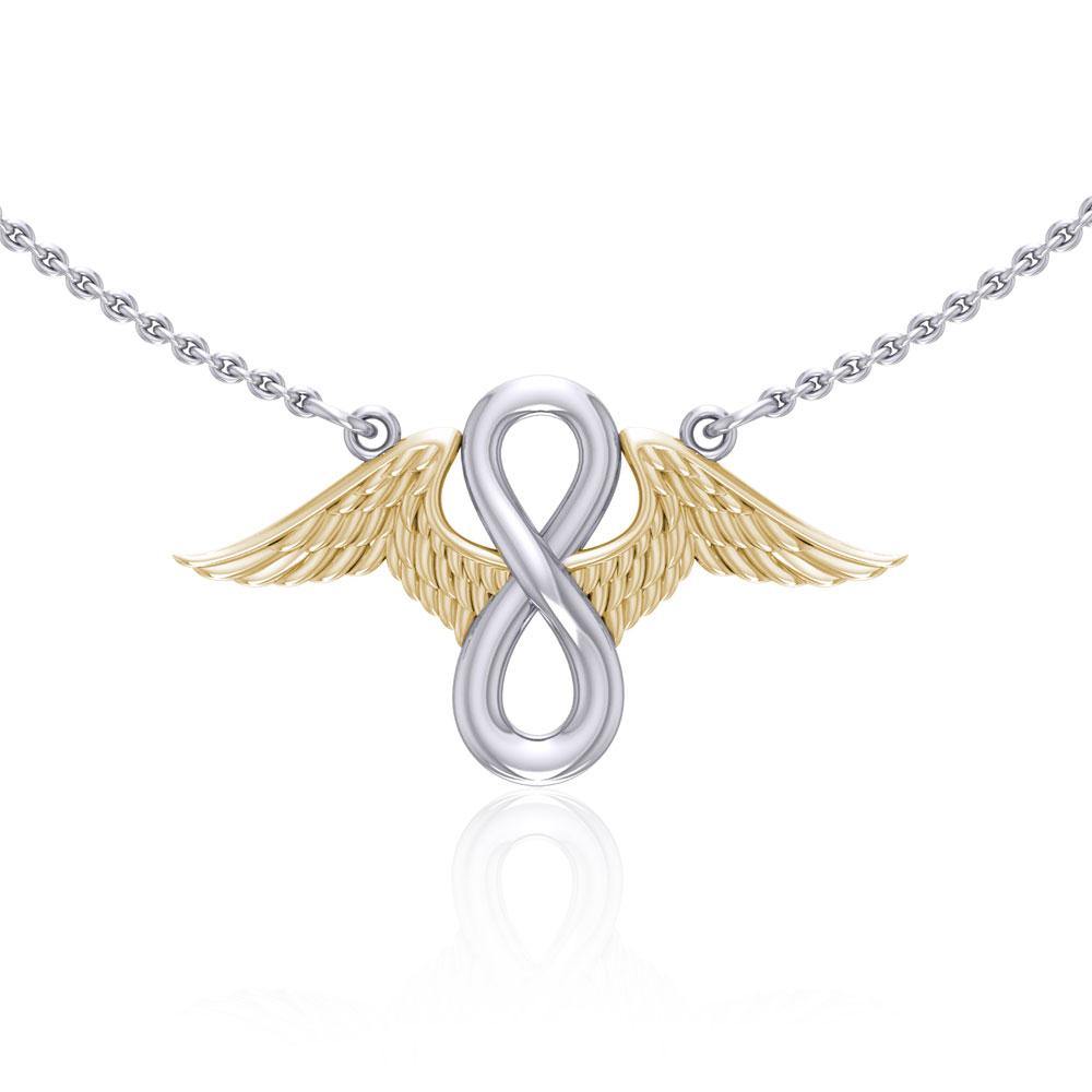 Angel Wings with Infinity Silver and Gold Necklace MNC445 - Peter Stone Wholesale