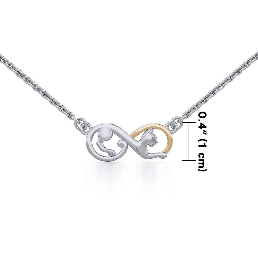 Infinity Cat Silver and Gold Necklace MNC489 - Peter Stone Wholesale