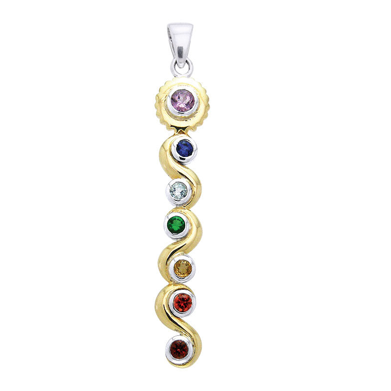 Silver and Gold Chakra Pendant with Performance Amulet MPD3599-PAT