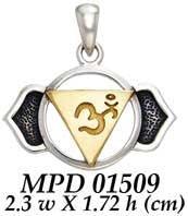 Ajna Brow Silver and 14k gold accents Chakra Pendant MPD1509 - peterstone.dropshipping