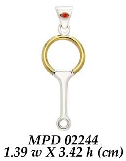 Eggbut Snaffle Horse Bits silver with 14k gold accents Pendant MPD2244