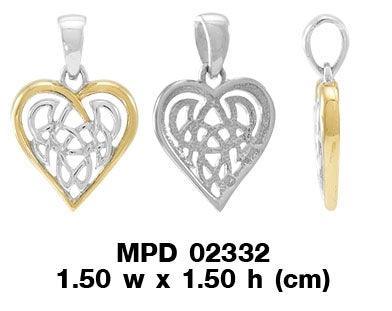 Celtic Knot Heart Silver and 18K Gold Accent Pendant MPD2332 - peterstone.dropshipping