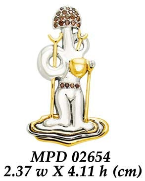 Dali-inspired fine Sterling Silver Jewelry Pendant in 18k Gold accent  MPD2654