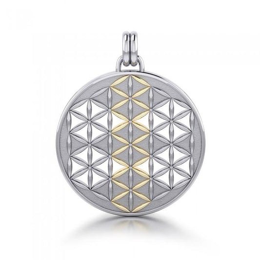 Flower of Life Mandala Silver and Gold Pendant
