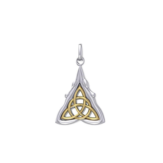 Everlasting divinity ~ Sterling Silver Danu Goddess Triquetra Pendant with 14k Gold accent MPD1197 - peterstone.dropshipping