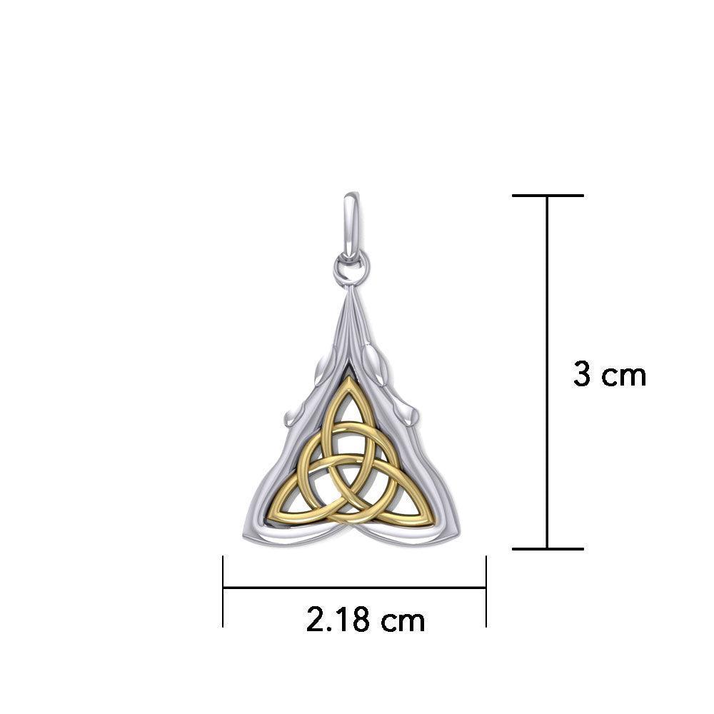 Everlasting divinity ~ Sterling Silver Danu Goddess Triquetra Pendant with 14k Gold accent MPD1197 - peterstone.dropshipping
