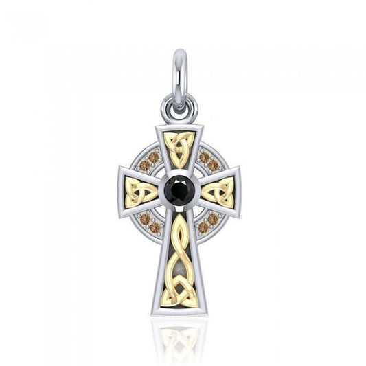 An inspiring crucifix ~ Sterling Silver Jewelry Celtic Cross Pendant with 18k Gold accent MPD1805 Pendant
