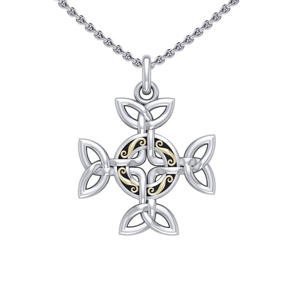 Celtic Knotwork Cross Silver and Gold Pendant MPD1816 Pendant