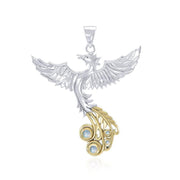 Soar as high as the Flying Phoenix ~ Sterling Silver Jewelry Pendant with 14k Gold and Crystal Accents MPD2912 Pendant