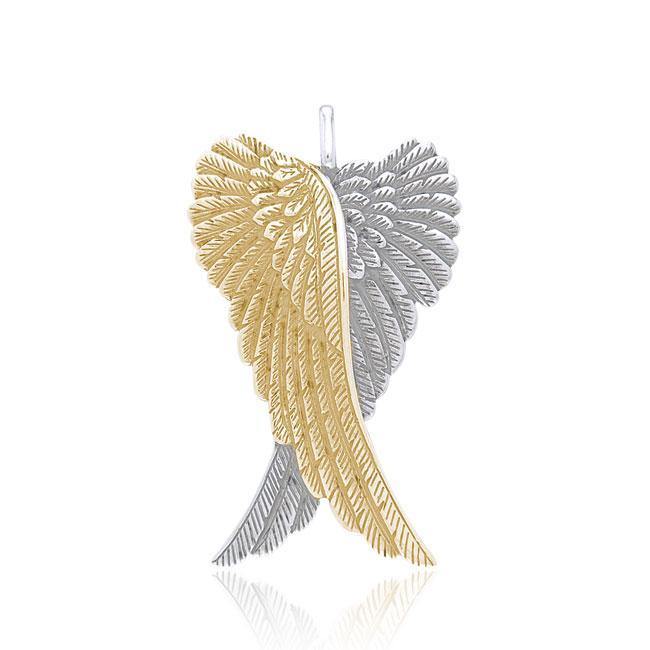 Angel Wings Silver and Gold Pendant MPD2933 - Peter Stone Wholesale