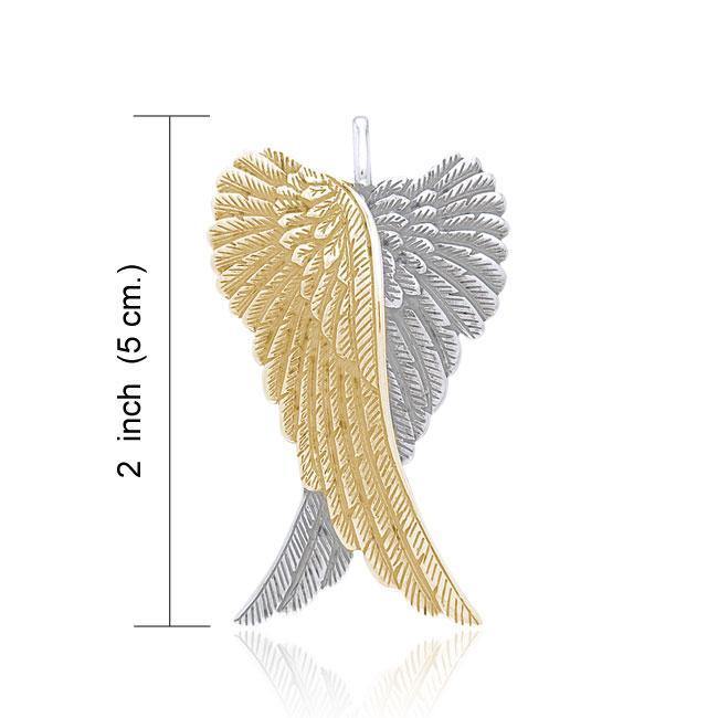 Angel Wings Silver and Gold Pendant MPD2933 - Peter Stone Wholesale