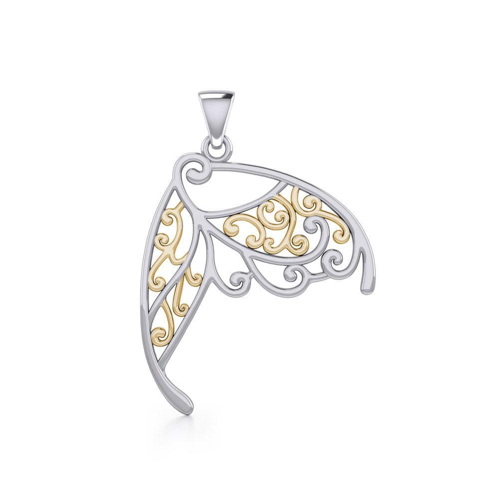 Butterfly Wing Silver and Gold Pendant MPD3586 - Peter Stone Wholesale