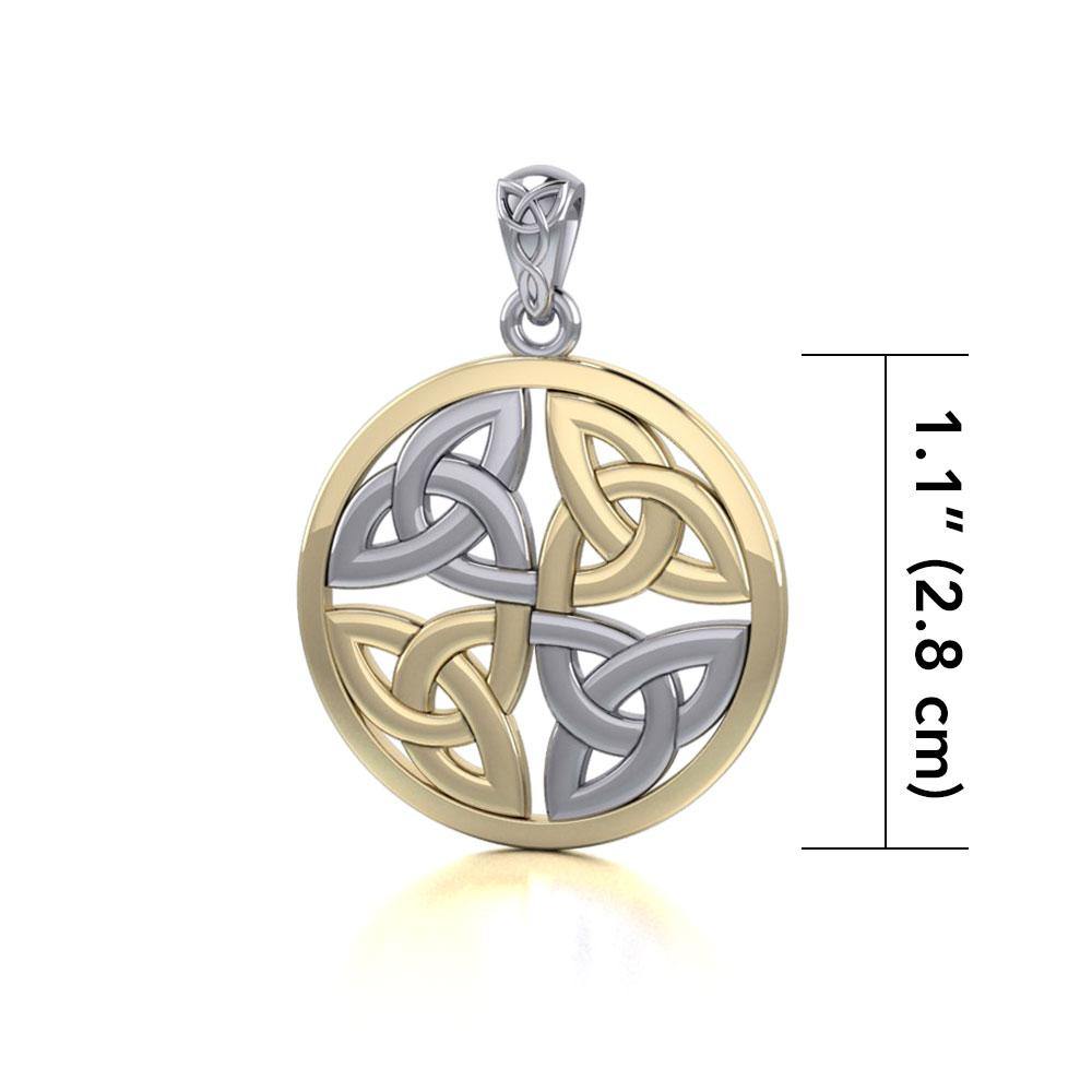 Celtic Trinity Quaternary Knot Silver and Gold Pendant MPD4637 Pendant