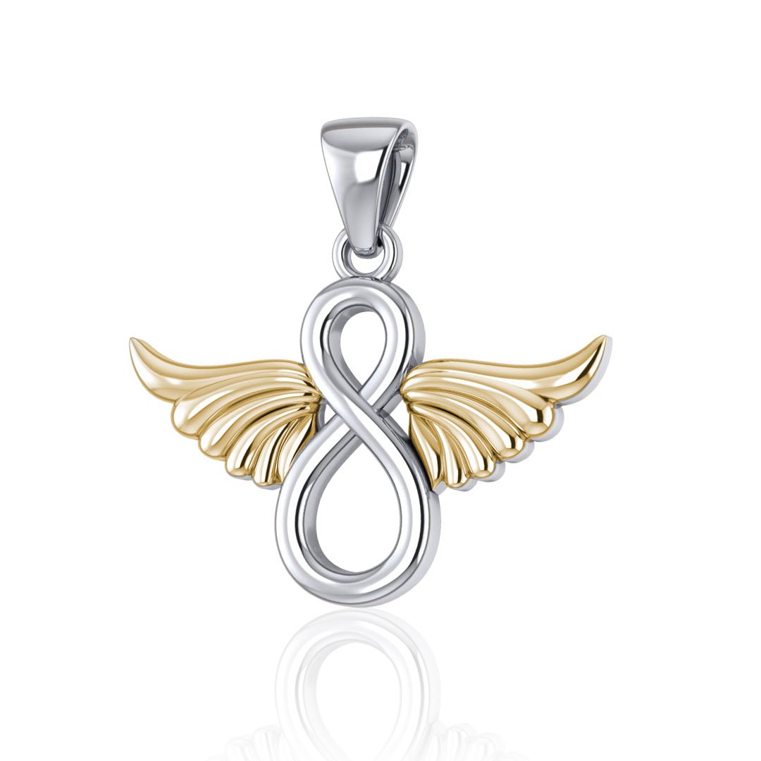Infinity Angel Wing Silver and Gold Pendant MPD4950 - Peter Stone Wholesale