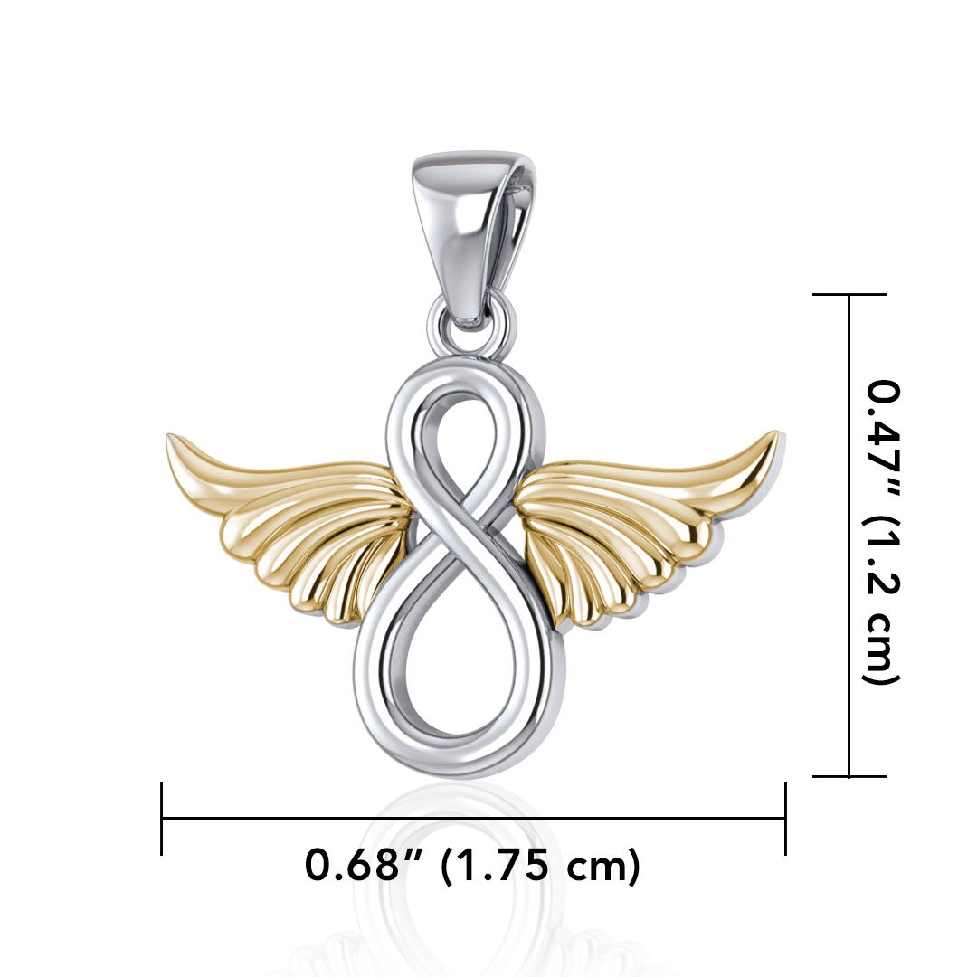 Infinity Angel Wing Silver and Gold Pendant MPD4950 - Peter Stone Wholesale