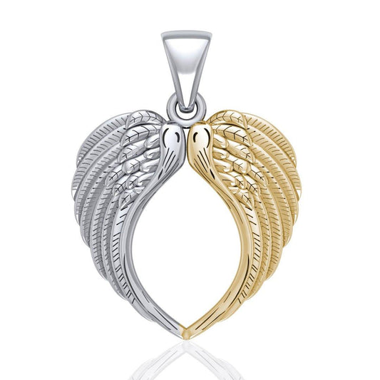 Angel Wing Silver and Gold Pendant MPD5013 - Peter Stone Wholesale