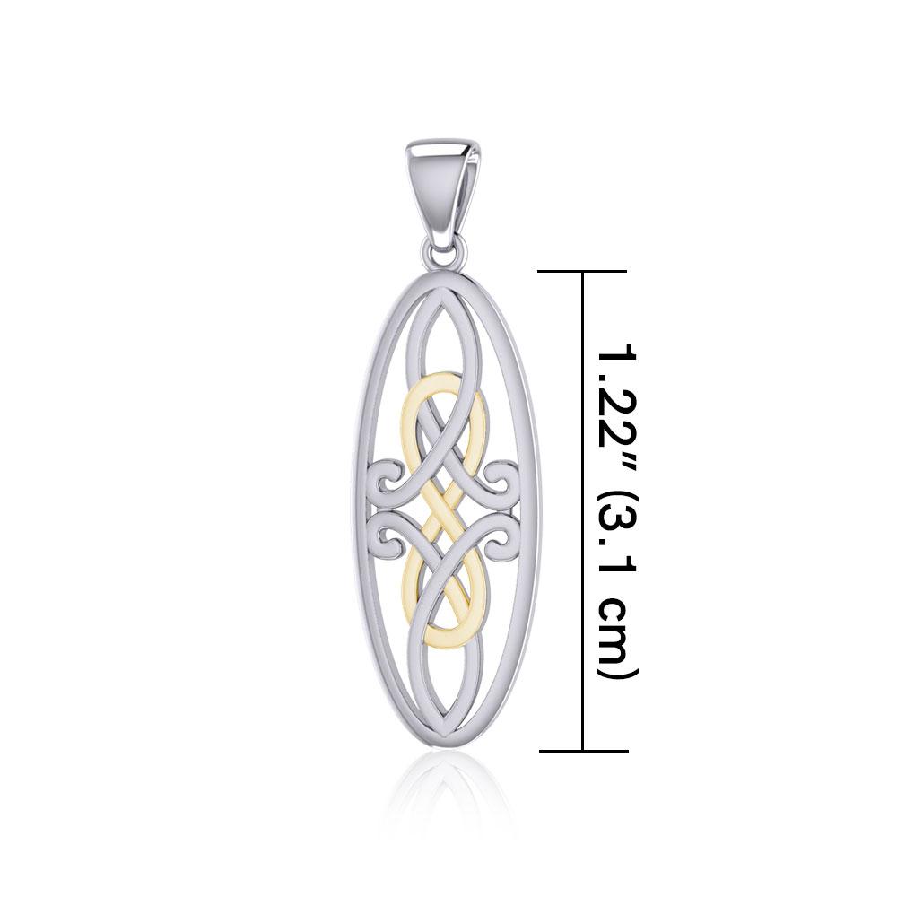 Celtic Woven Design in Oval Shape Silver and Gold Pendant MPD5233 - Peter Stone Wholesale