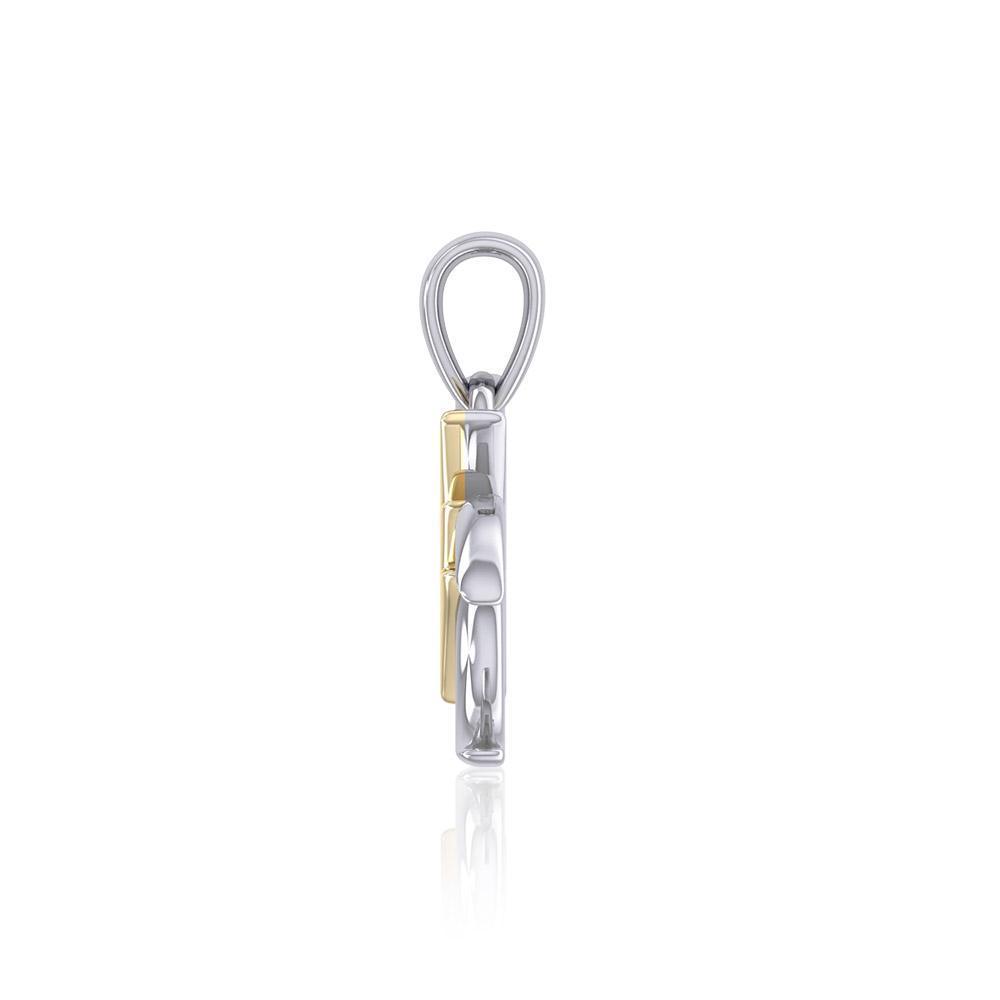 The Diagonal Power Moon Silver and Gold Pendant MPD5259 - Peter Stone Wholesale
