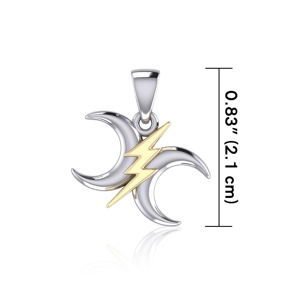 The Diagonal Power Moon Silver and Gold Pendant MPD5259 - Peter Stone Wholesale