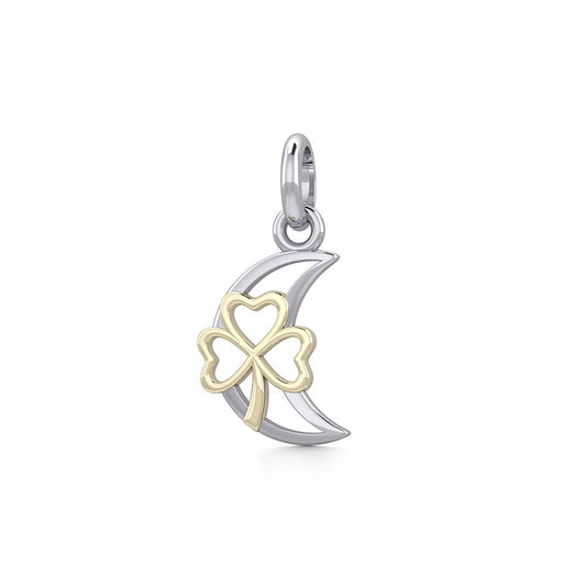 The Golden Shamrock in Crescent Moon Silver Pendant MPD5268 - Peter Stone Wholesale
