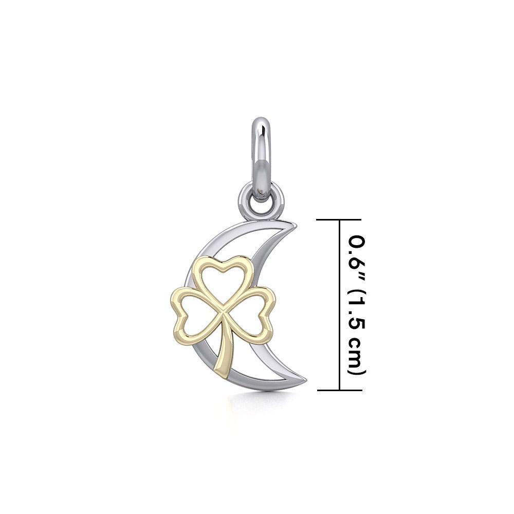 The Golden Shamrock in Crescent Moon Silver Pendant MPD5268 - Peter Stone Wholesale