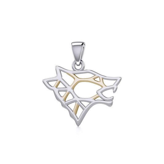 Geometric Wolf Silver and Gold Pendant MPD5270 - Peter Stone Wholesale