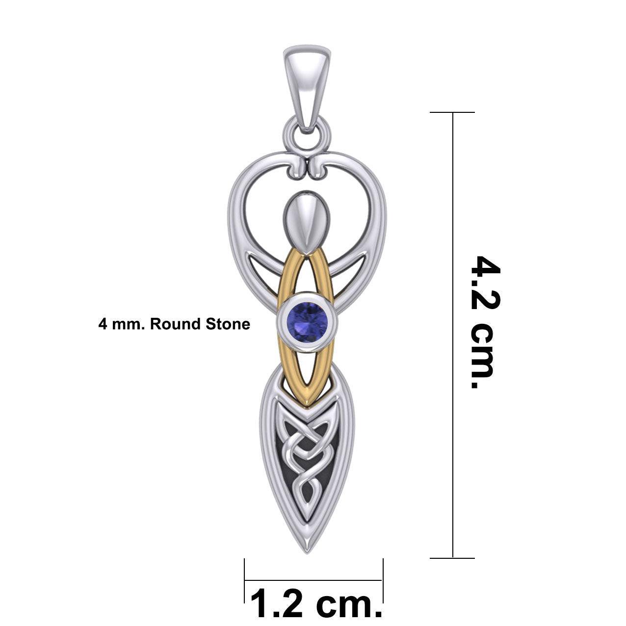 Celtic Goddess with Birthstone Silver and Gold Accents Pendant MPD5959 - peterstone.dropshipping