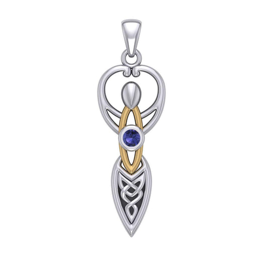 Celtic Goddess with Birthstone Silver and Gold Accents Pendant MPD5959 - peterstone.dropshipping