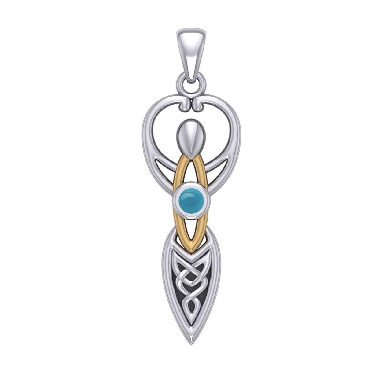 Celtic Goddess with Birthstone Silver and Gold Accents Pendant MPD5959 - peterstone.dropshipping