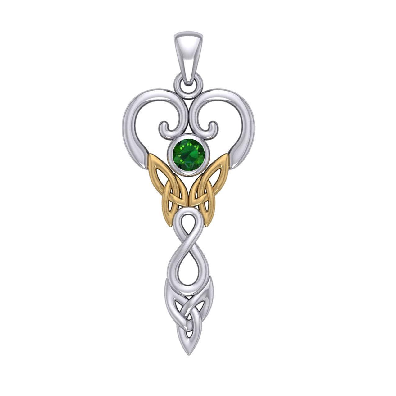 Celtic Infinity Goddess with Birthstone Silver and Gold Accents Pendant MPD5960 - peterstone.dropshipping