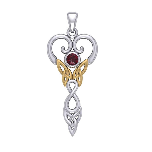 Celtic Infinity Goddess with Birthstone Silver and Gold Accents Pendant MPD5960 - peterstone.dropshipping