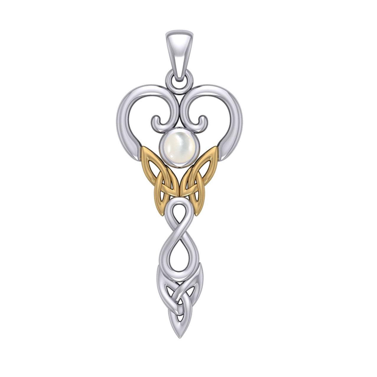 Celtic Infinity Goddess with Birthstone Silver and Gold Accents Pendant MPD5960 - peterstone.dropshipping