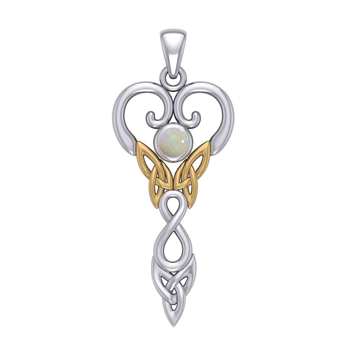 Celtic Infinity Goddess with Birthstone Silver and Gold Accents Pendant MPD5960 - peterstone.dropshipping