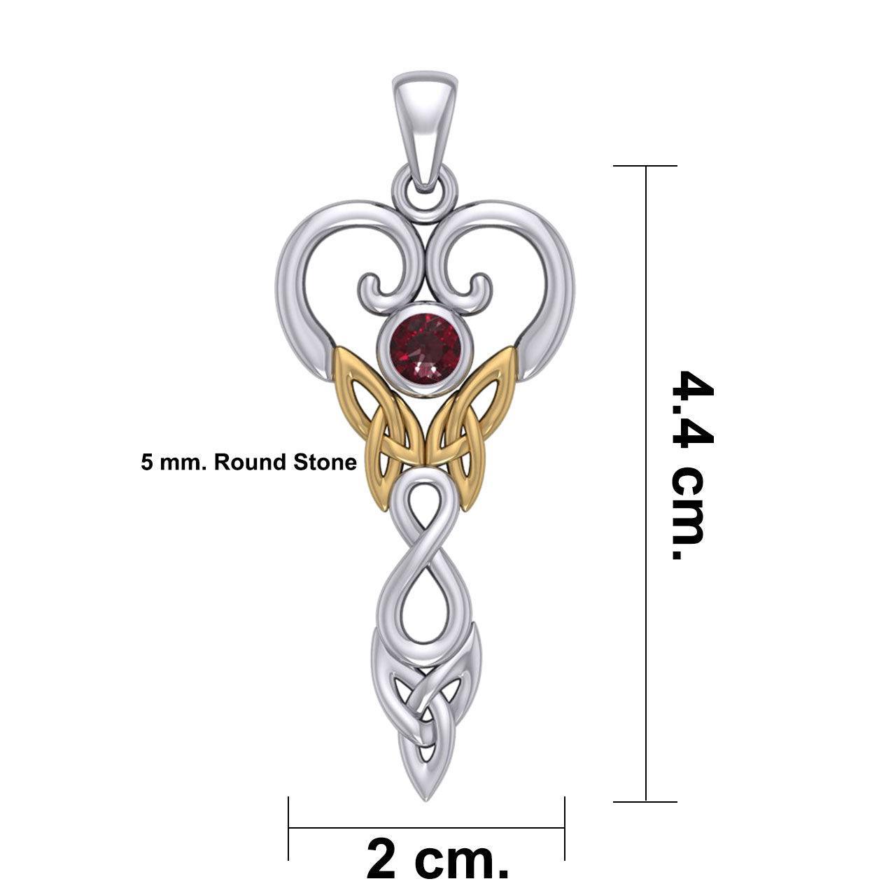 Celtic Infinity Goddess with Birthstone Silver and Gold Accents Pendant MPD5960 - peterstone.dropshipping