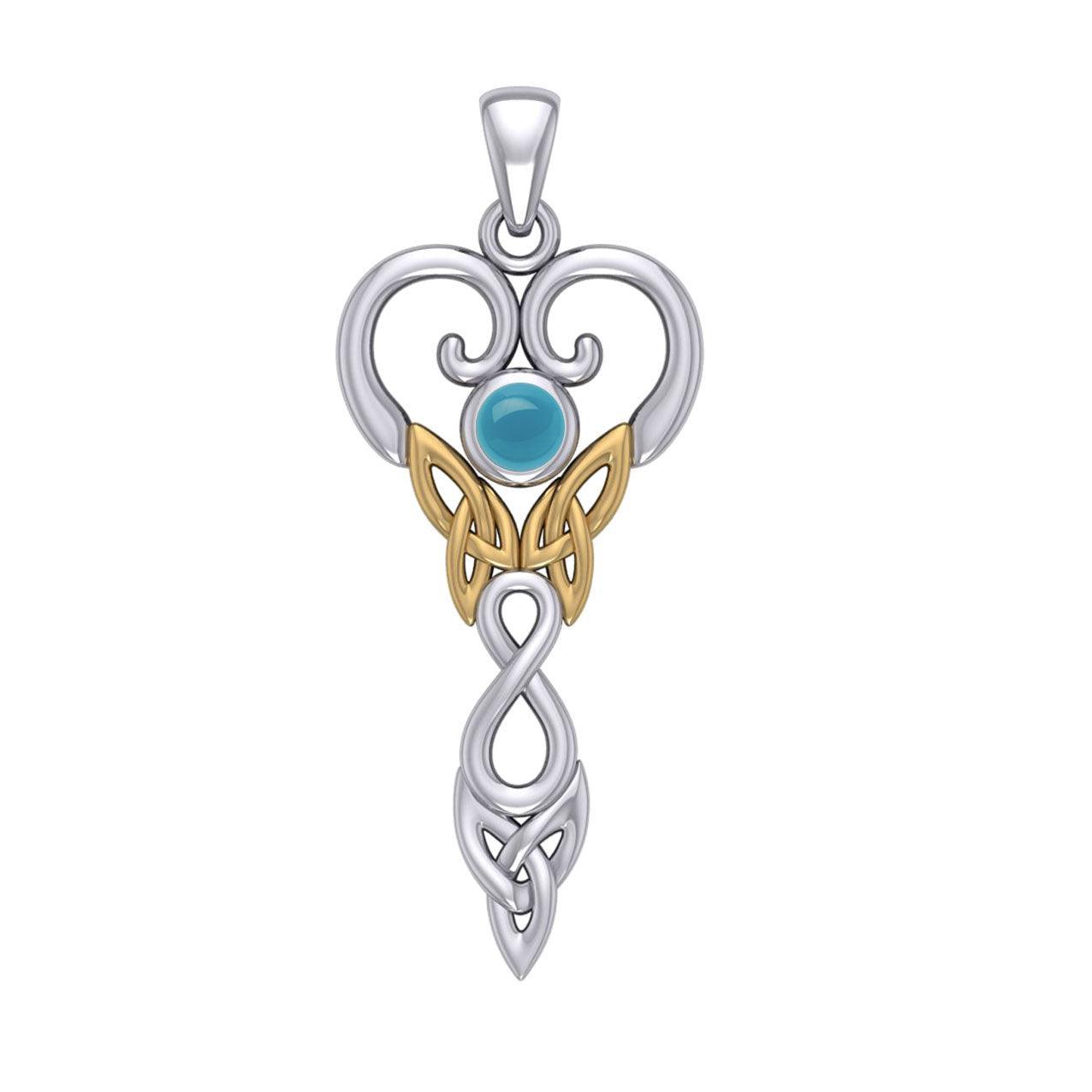 Celtic Infinity Goddess with Birthstone Silver and Gold Accents Pendant MPD5960 - peterstone.dropshipping
