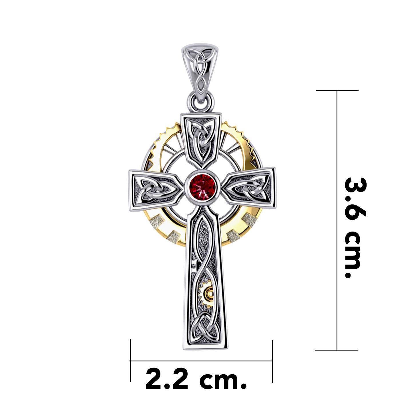 Steampunk Celtic Cross Silver and Gold Accent Pendant MPD5997 - peterstone.dropshipping