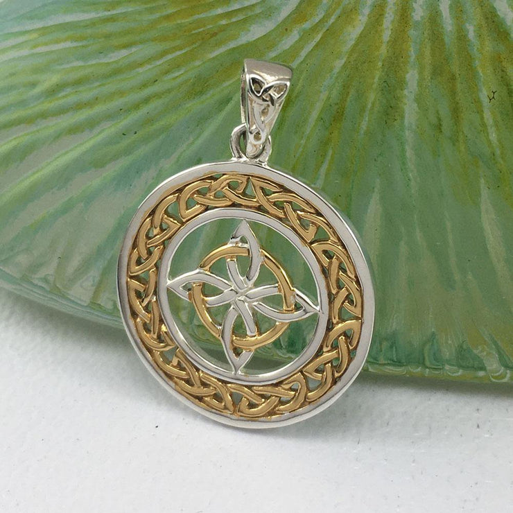 Celtic Knotwork Sterling Silver Pendant Jewelry with Gold accent MPD728 - Wholesale Jewelry