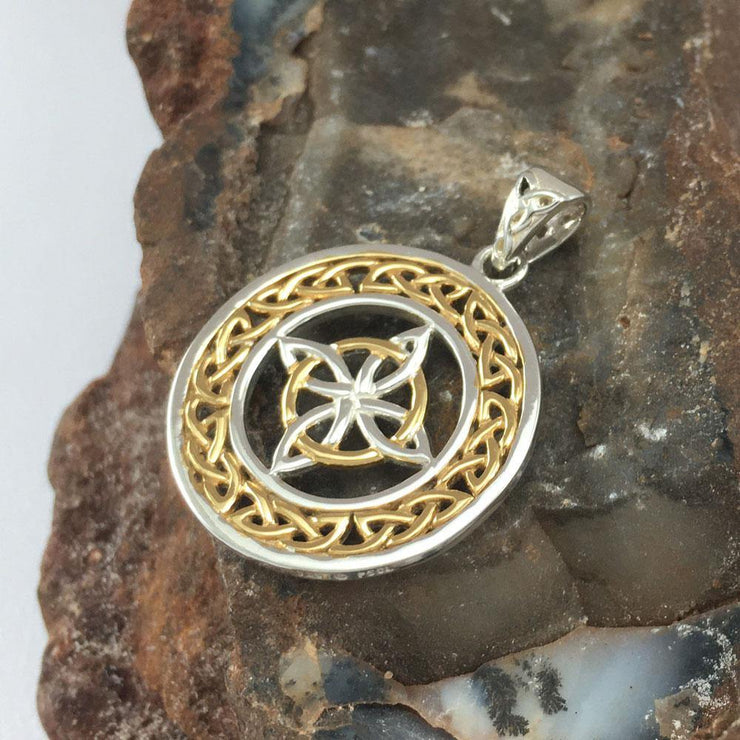 Celtic Knotwork Sterling Silver Pendant Jewelry with Gold accent MPD728 - Wholesale Jewelry