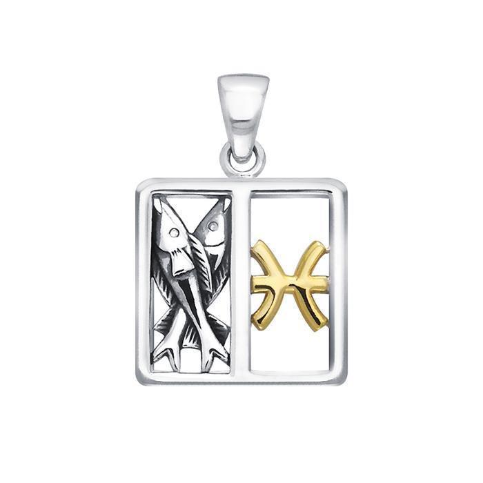 Pisces Zodiac Symbol Silver Pendant MPD913