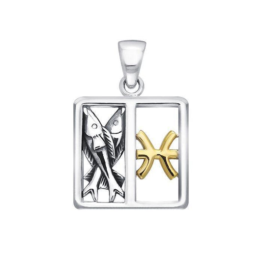 Pisces Zodiac Symbol Silver Pendant MPD913